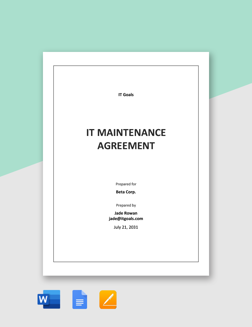 IT Maintenance Agreement Template