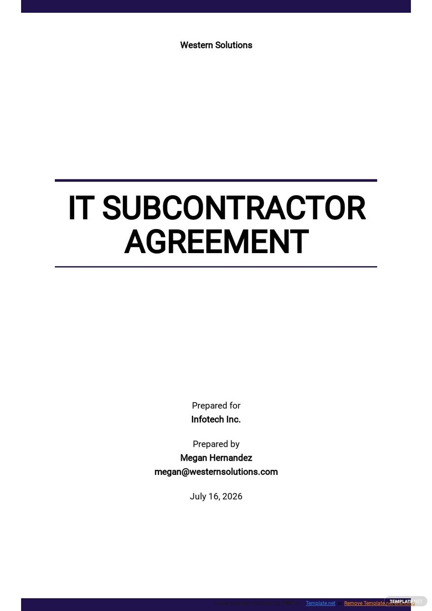 Subcontractor Work Order Agreement Template - Google Docs, Word, Apple ...