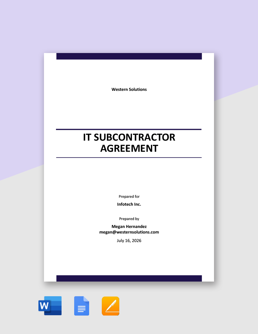 IT Subcontractor Agreement Template in Word, Google Docs, PDF, Apple Pages