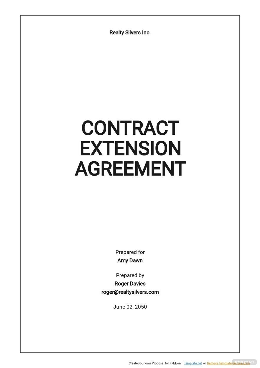 Rental Contract Extension Agreement Template Google Docs Word Apple