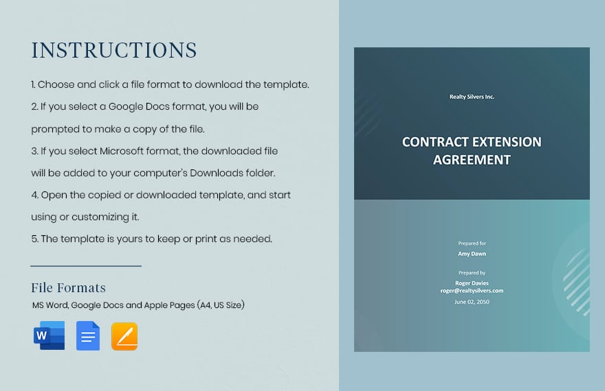 Sample Contract Extension Agreement Template