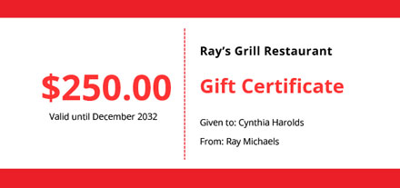 Editable Restaurant Gift Certificate Template - Google Docs, Illustrator, Word, Apple Pages, PSD, Publisher