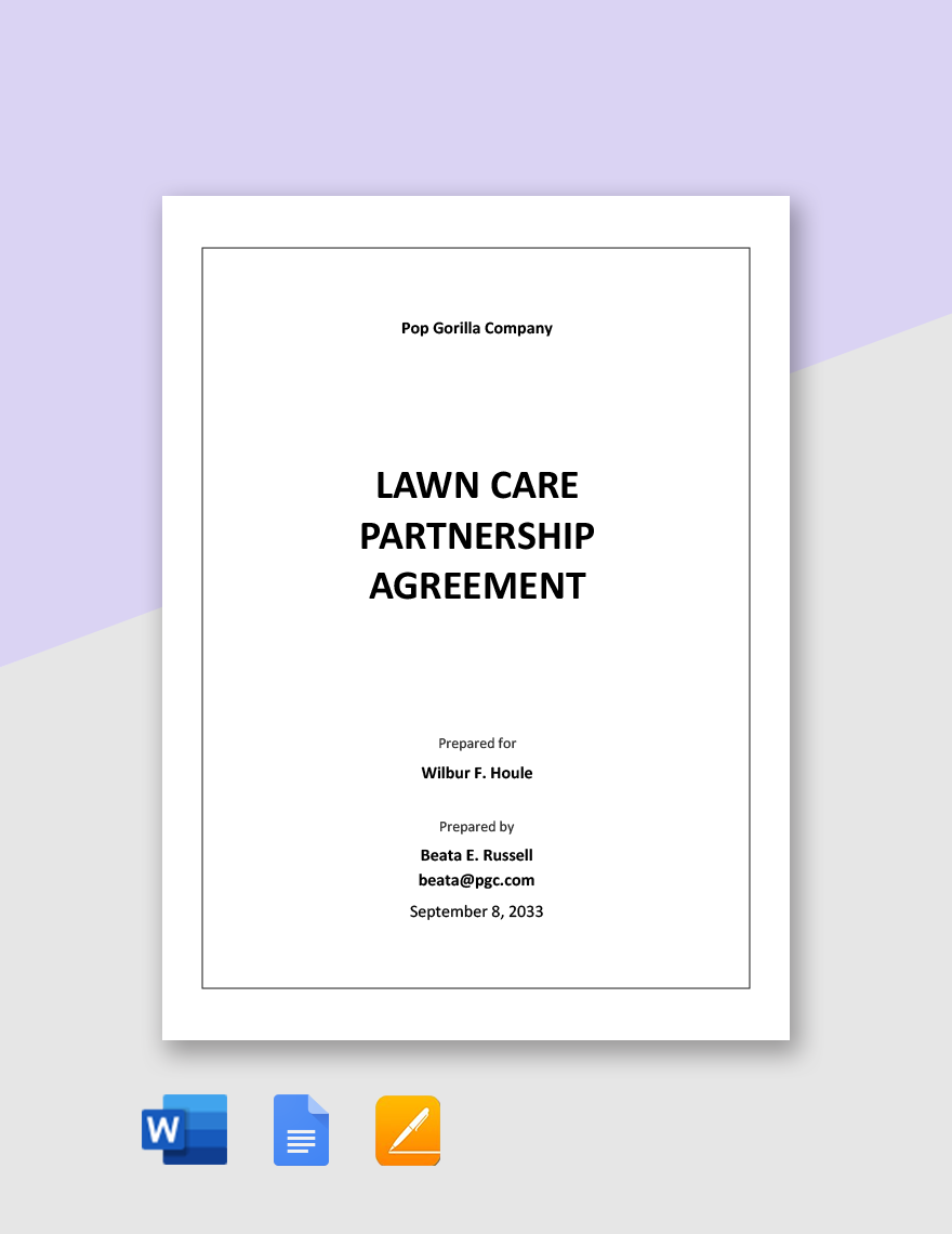 Lawn Care Partnership Agreement Template