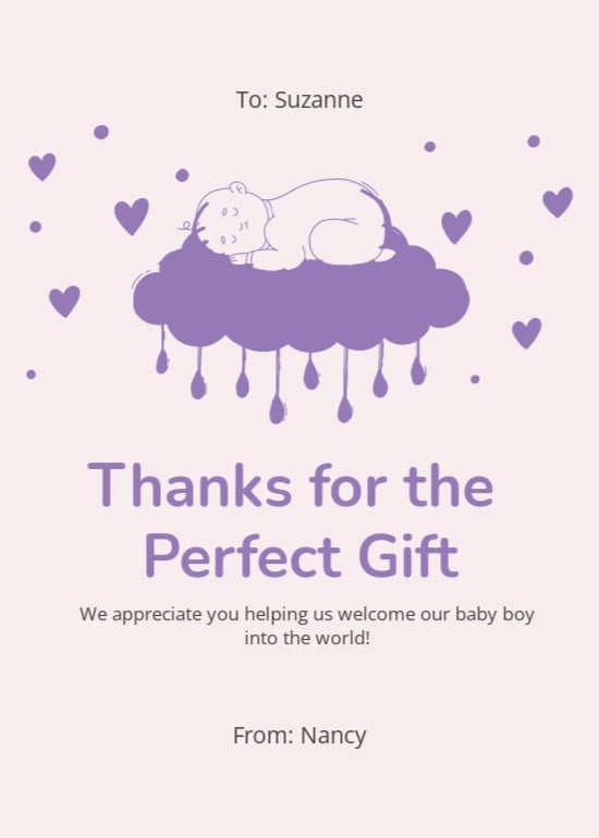 Boy Baby Shower Thank You Card Template