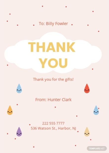 Tropical Baby Shower Thank You Card Template