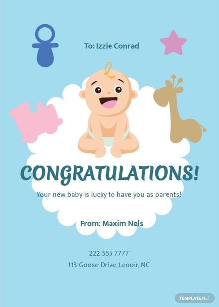 New Baby Card Template in Word, Google Docs, Illustrator, PSD, Publisher