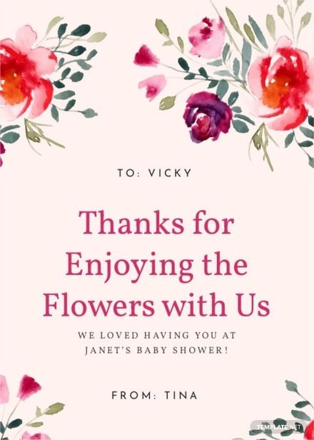 Floral Baby Shower Thank You Card Template