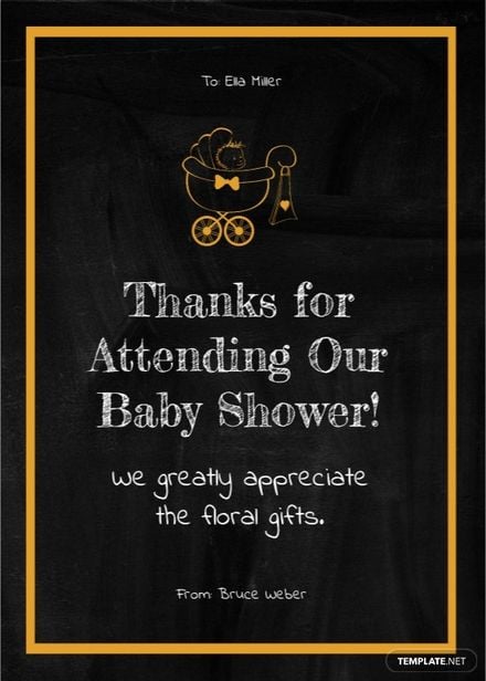 Chalkboard Baby Shower Thank You Card Template