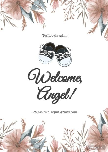 Free Watercolor New Baby Card Template