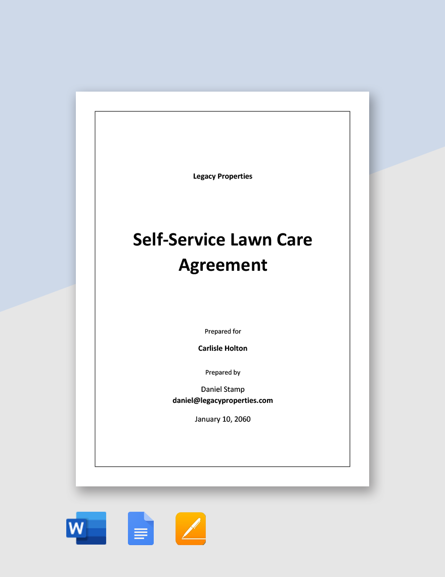 Self-Service Lawn Care Agreement Template