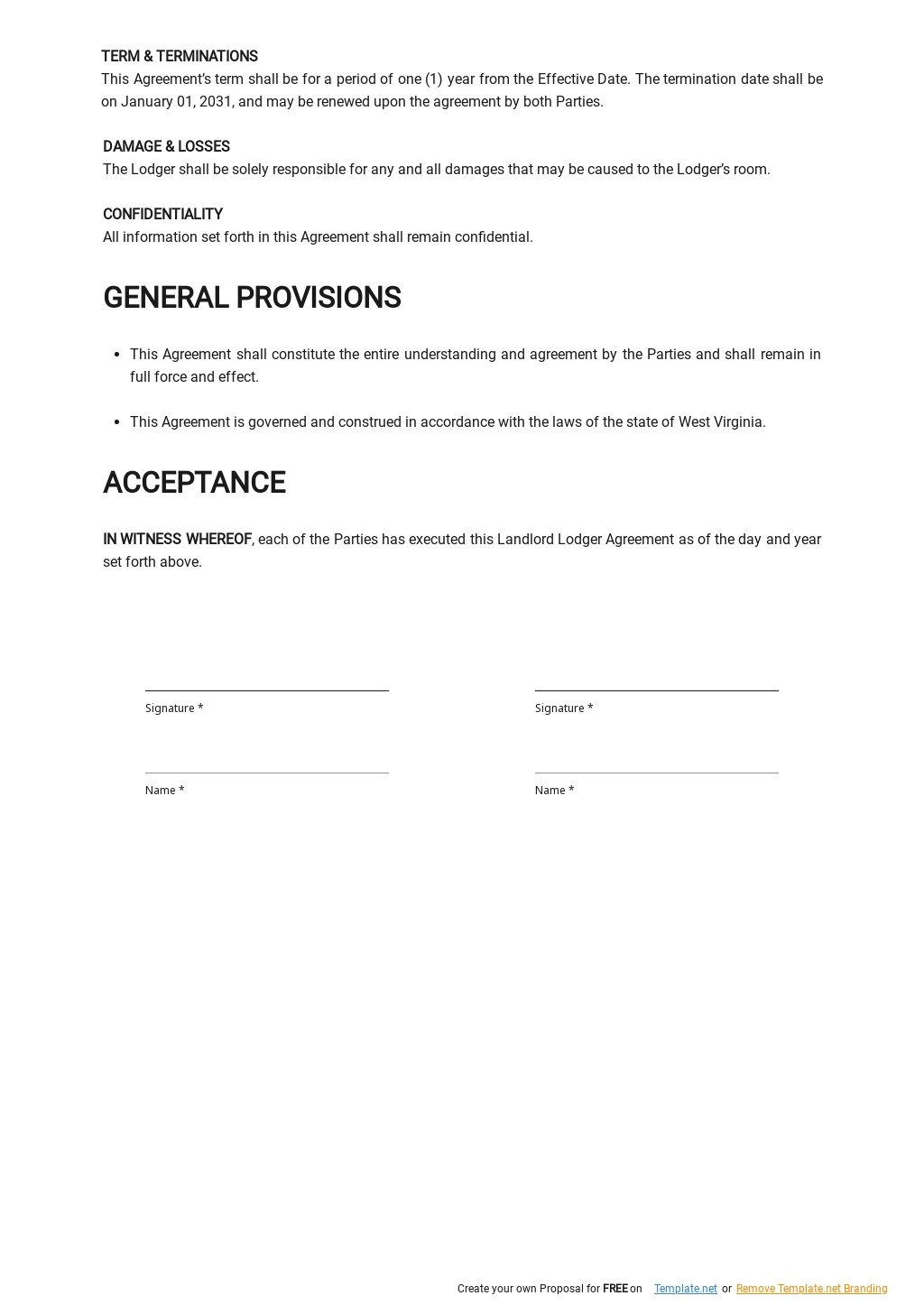 Excluded Licence Lodger Agreement Template