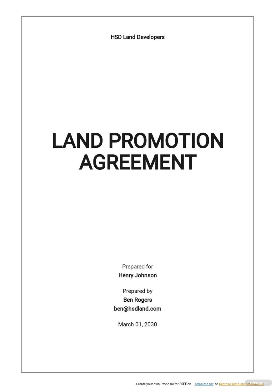Land Promotion Agreement Template - Google Docs, Word  Template.net Intended For land promotion agreement template