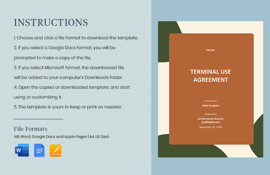 Terminal Use Agreement Template