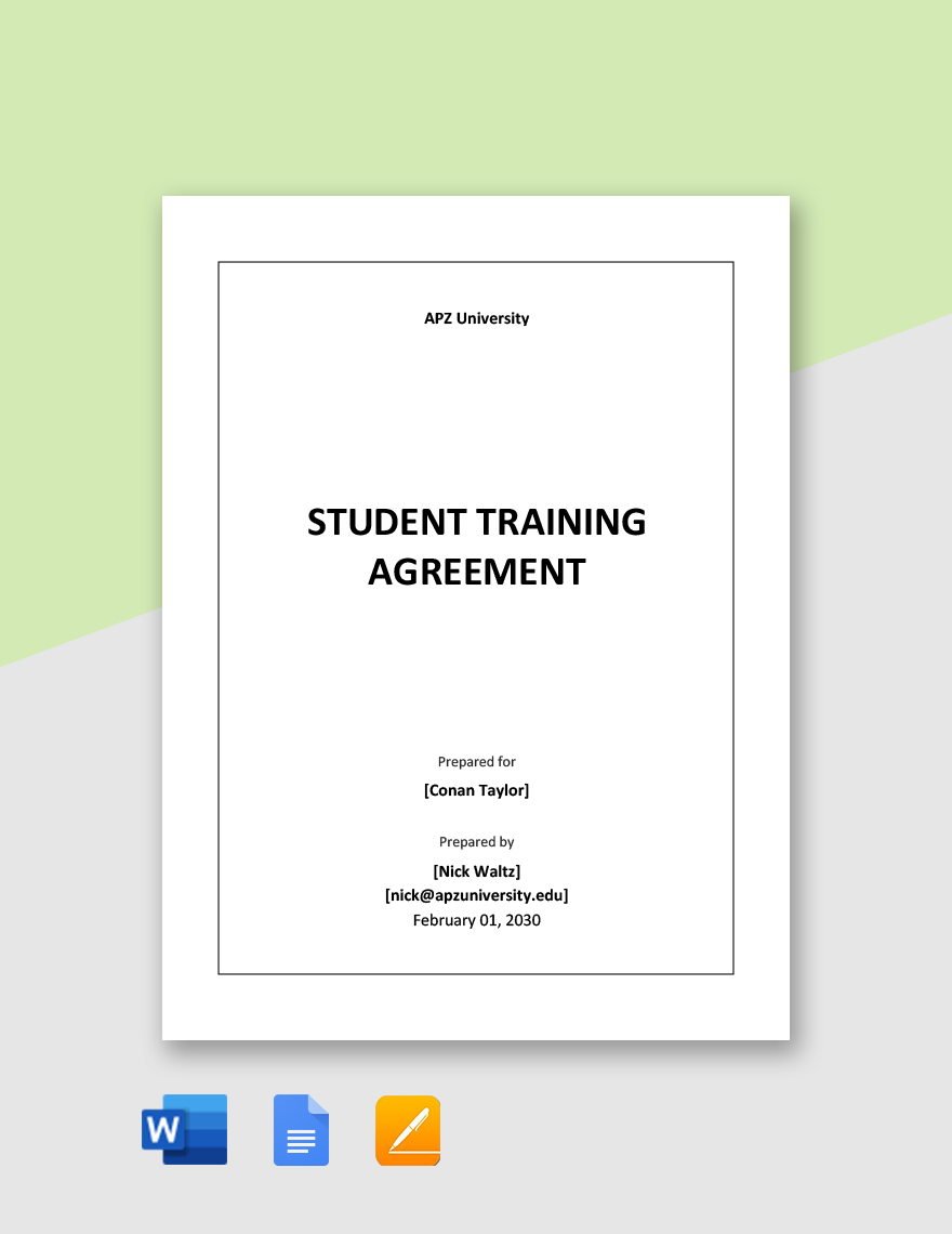 Student Training Agreement Template