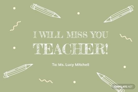 Miss You Teacher Card Template