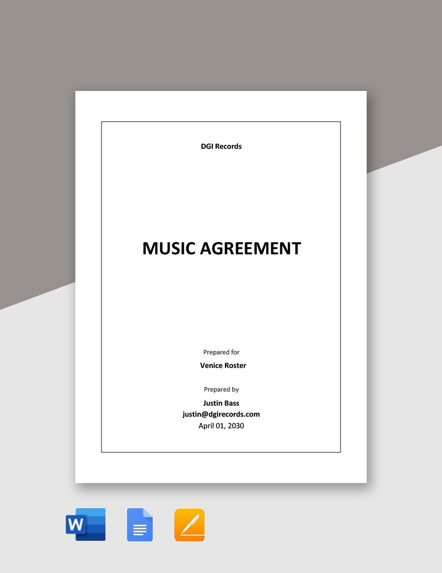 Music Agreement Template Download in Word, Google Docs, Apple Pages