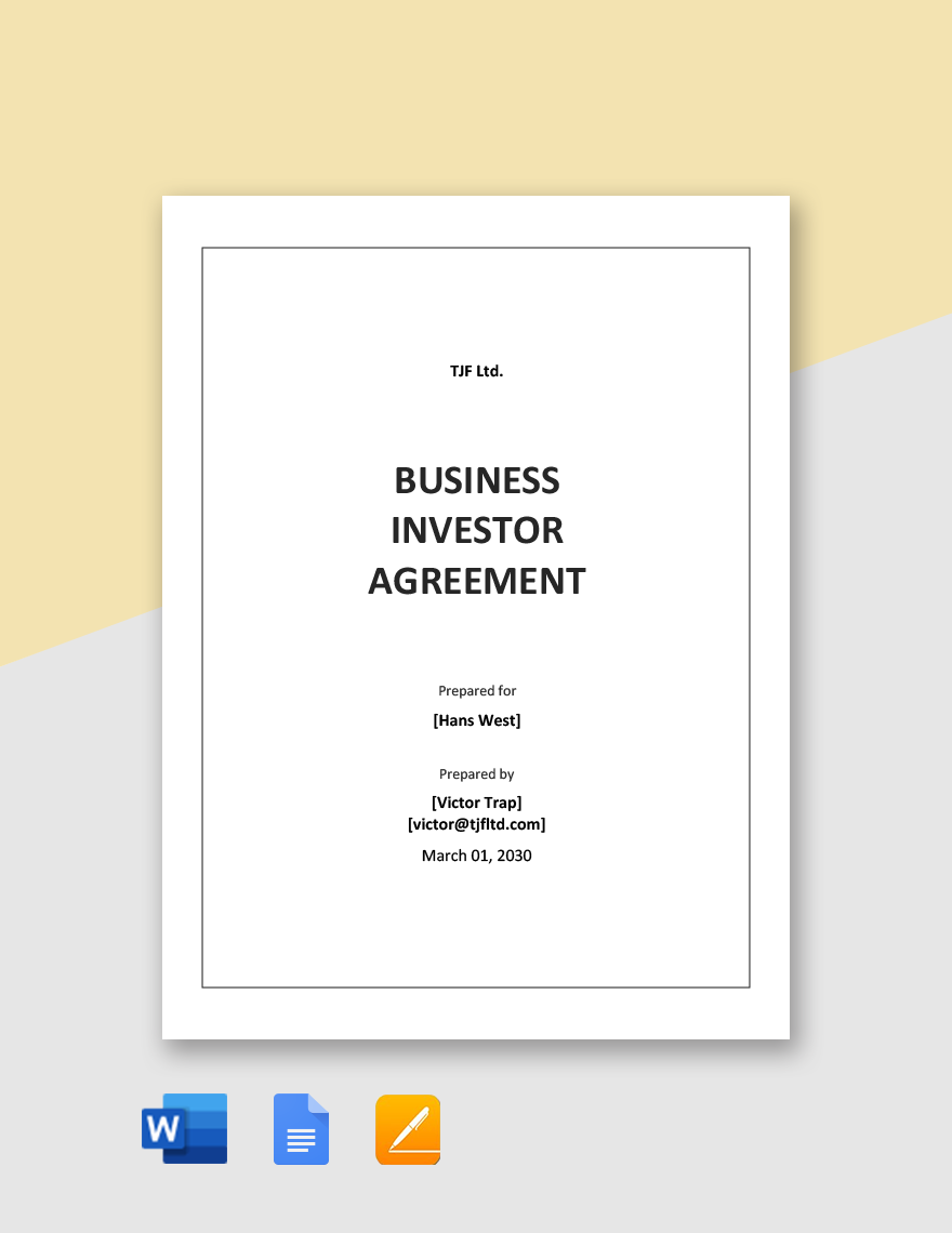 Business Investor Agreement Template