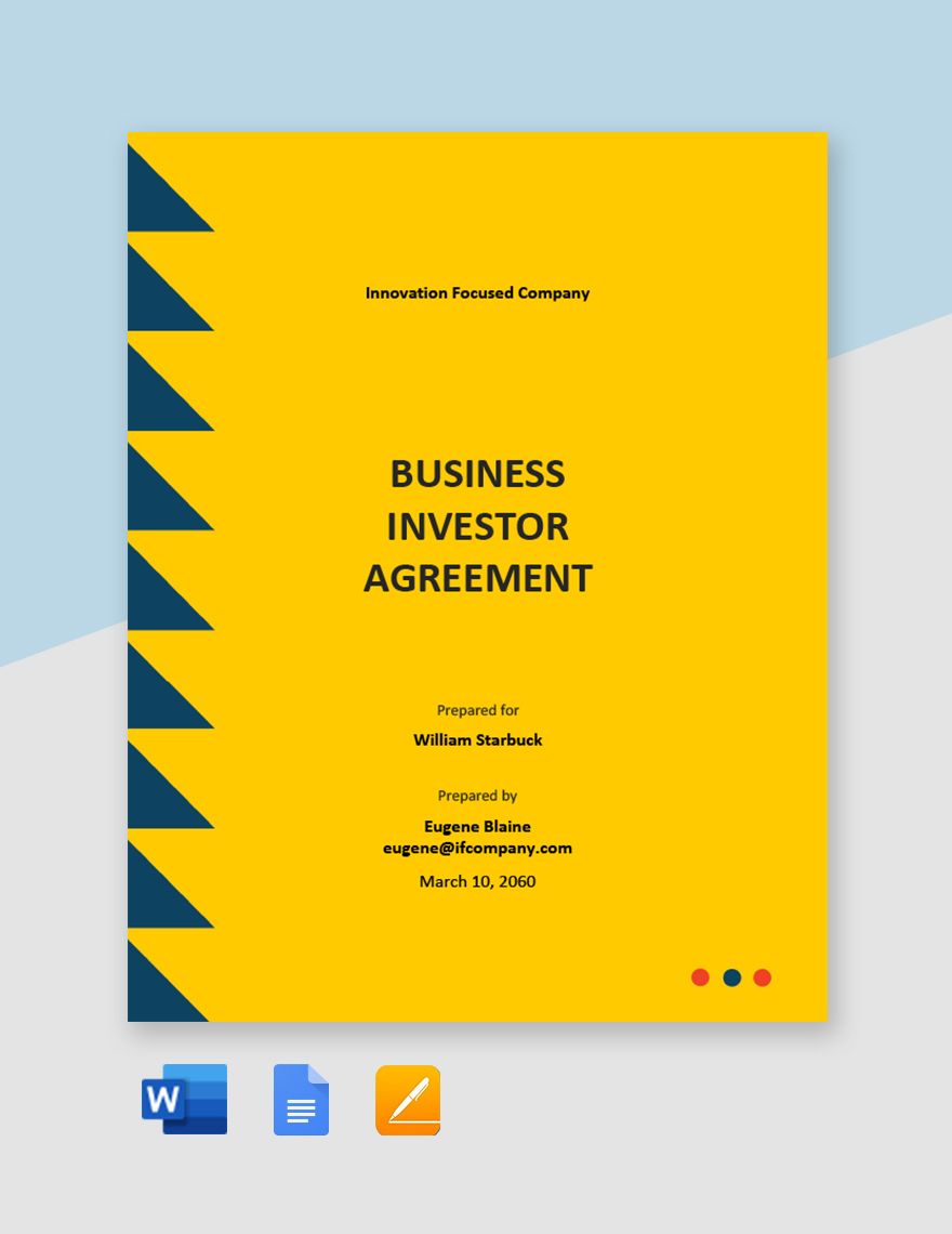 Simple Business Investor Agreement Template