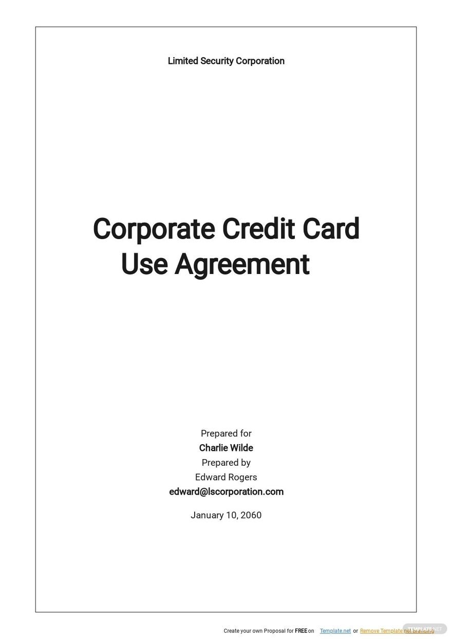 Corporate Credit Card Use Agreement Template - Google Docs, Word Within Corporate Credit Card Agreement Template