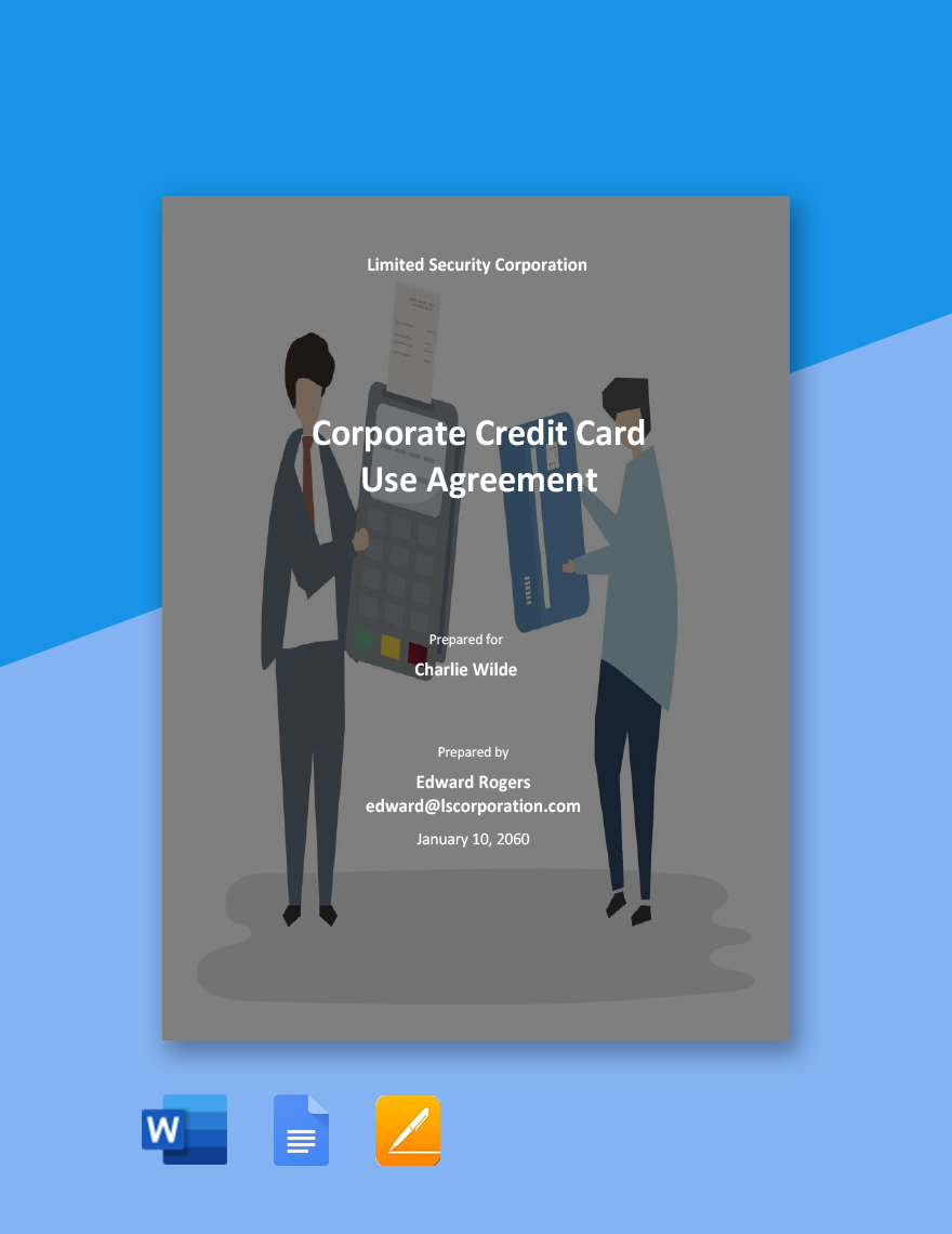 Corporate Credit Card Use Agreement Template  in Word, Google Docs, PDF, Apple Pages