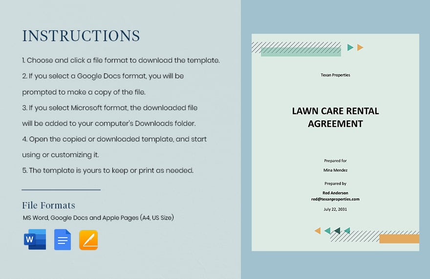 Lawn Care Rental Agreement Template