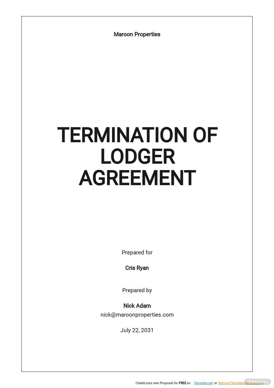 Termination Of Lodger Agreement Template - Google Docs, Word With termination of lodger agreement template