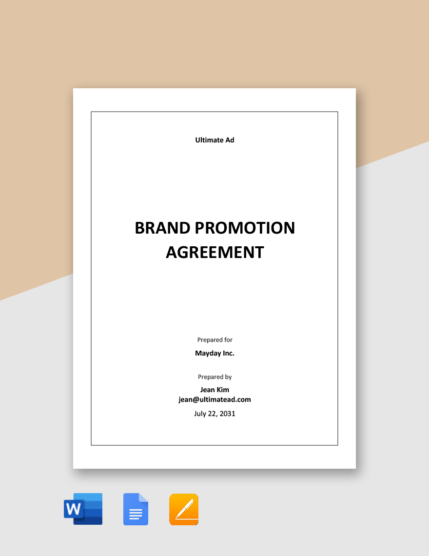 Sample Brand Promotion Agreement Template in Word, Google Docs, Apple Pages