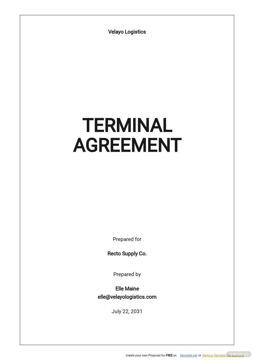 Terminal funding agreement template google docs word apple pages