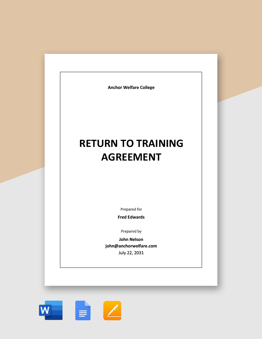 Return To Training Agreement Template