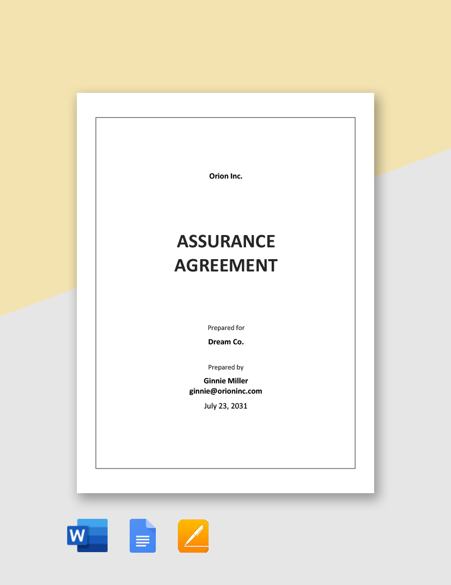 Assurance Agreement Template