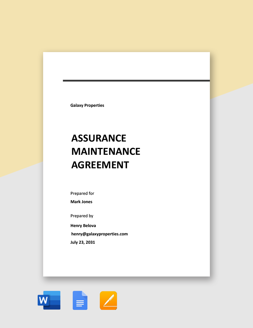 Assurance Maintenance Agreement