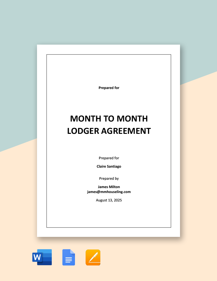 Month To Month Lodger Agreement Template