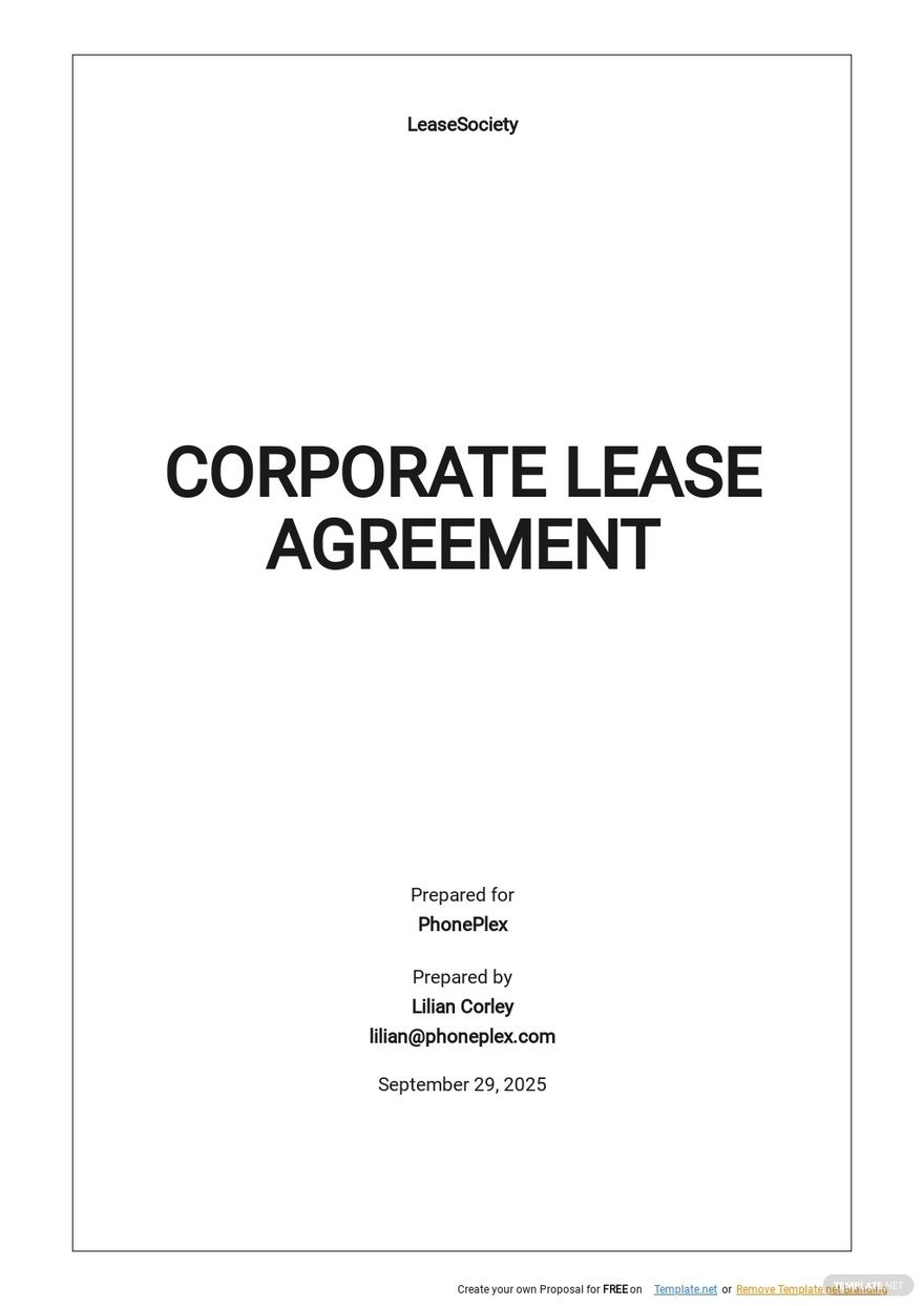 Corporate Lease Agreement Template - Google Docs, Word, Apple Pages ...