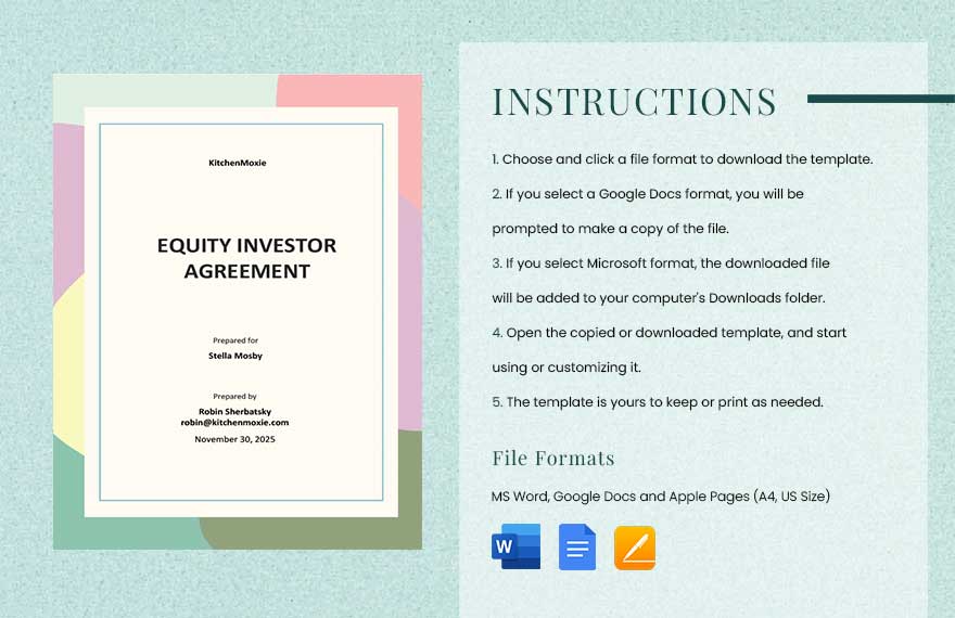 Equity Investor Agreement Template