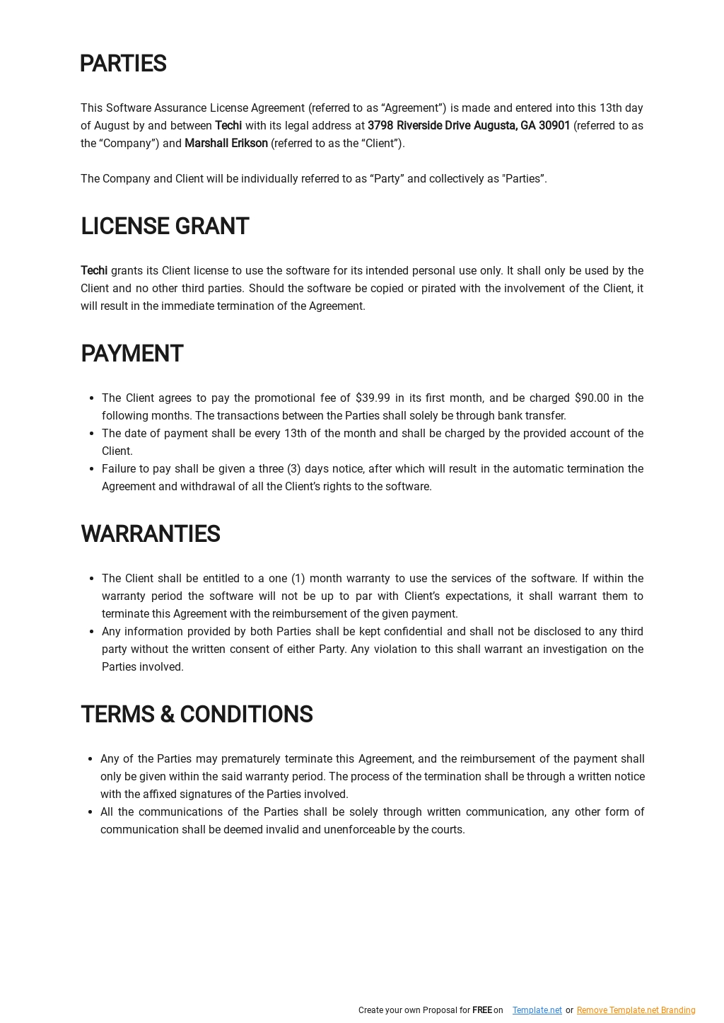 software-assurance-license-agreement-template-free-pdf-template