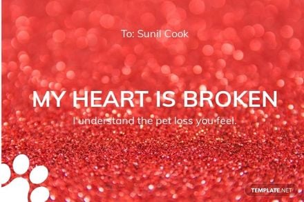 Glitter Loss Of Pet Card Template in Word, Google Docs, Illustrator, PSD, Apple Pages, Publisher