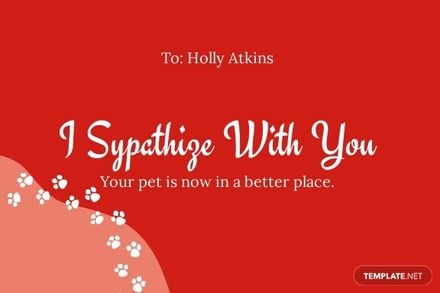 Loss of Pet Sympathy Card Template