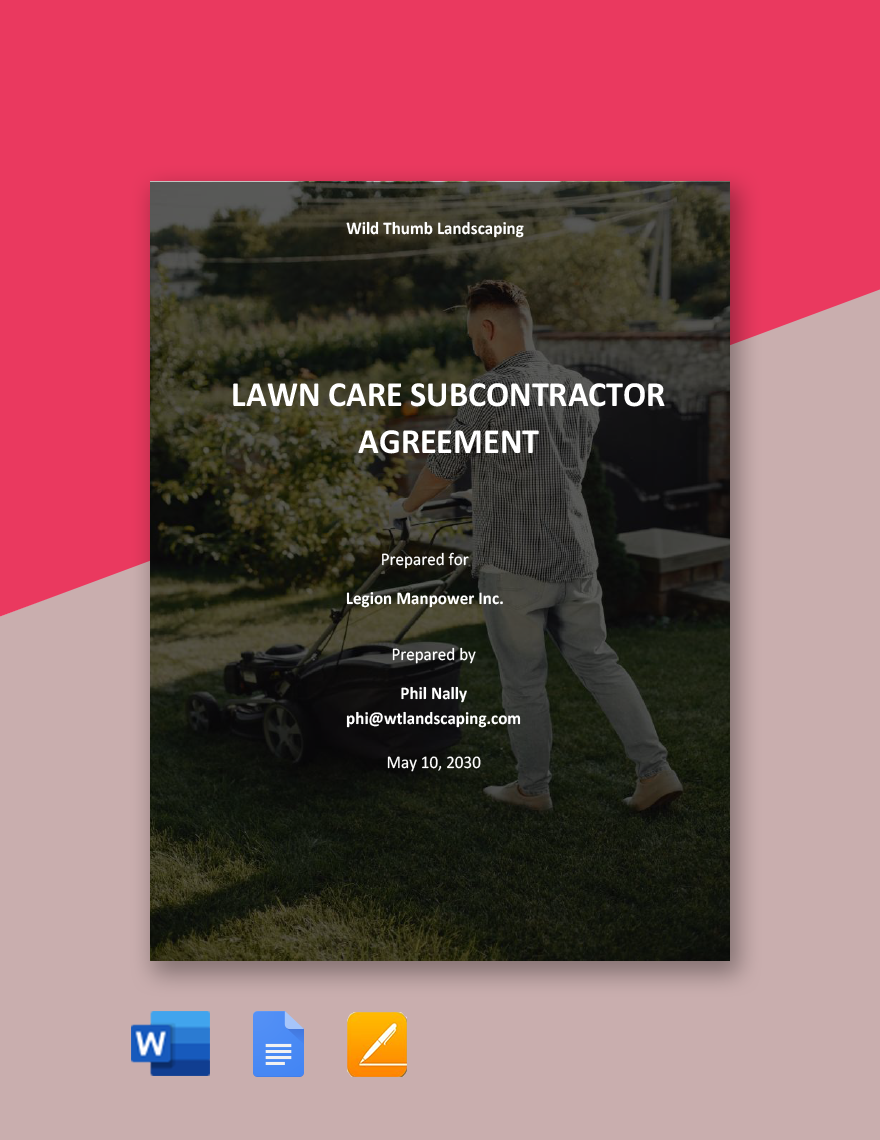 Lawn Care Subcontractor Agreement Template