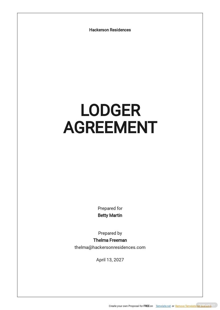 Landlord Lodger Agreement Template