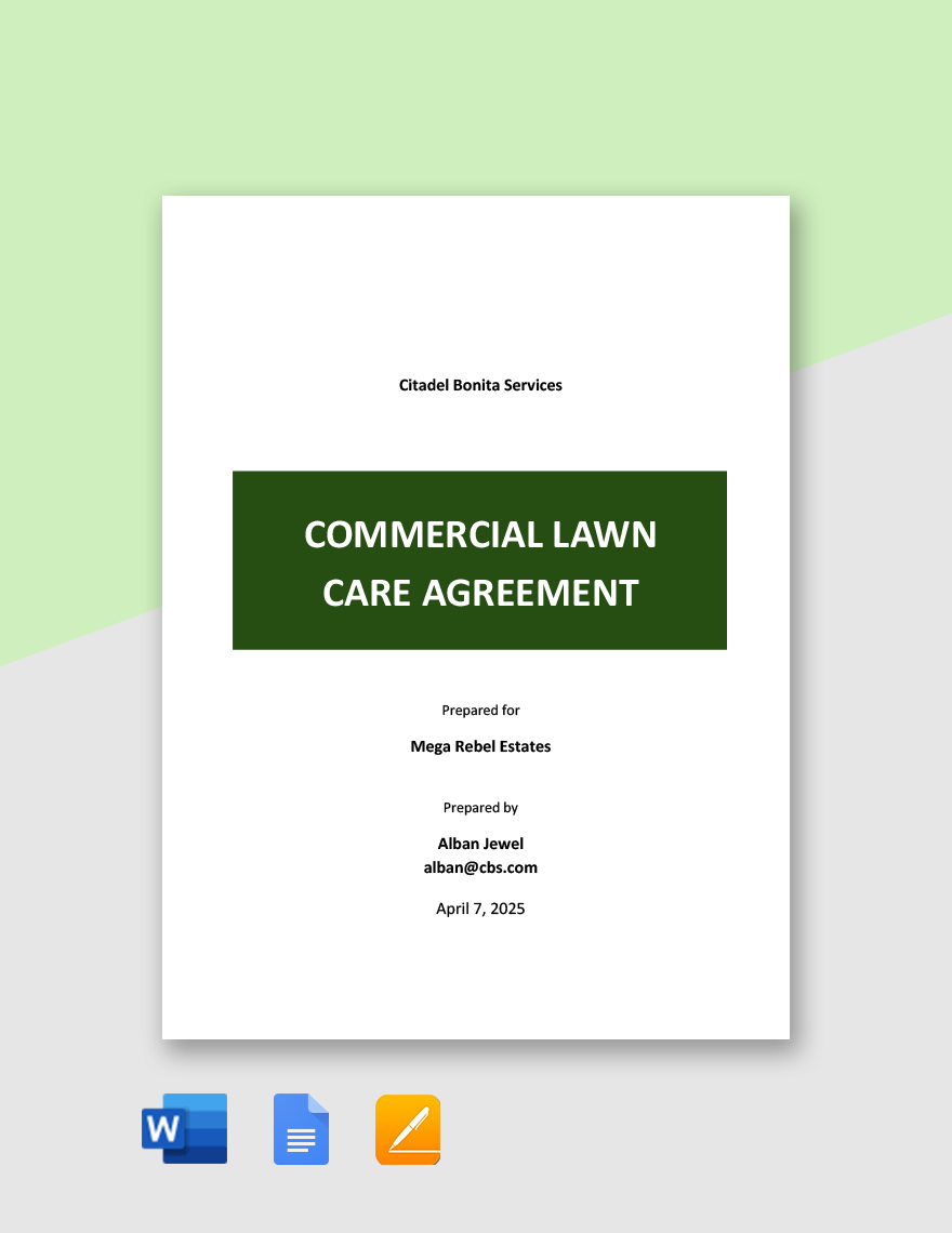 Commercial Lawn Care Agreement Template