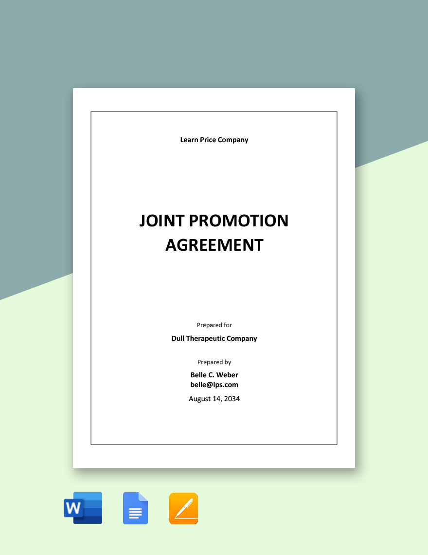 Joint Promotion Agreement Template