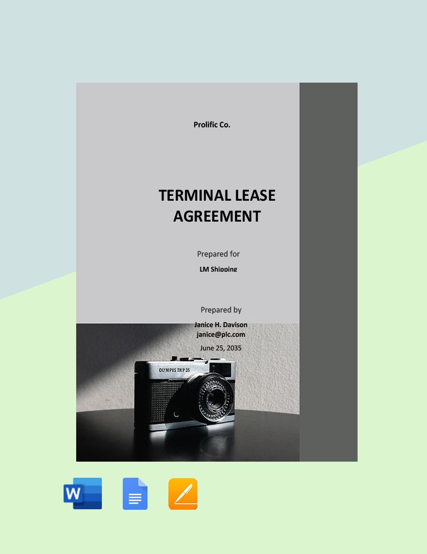 Terminal Lease Agreement Template