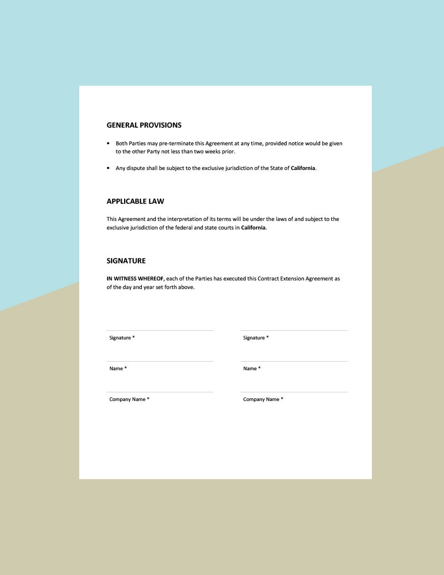Contract Extension Agreement Template