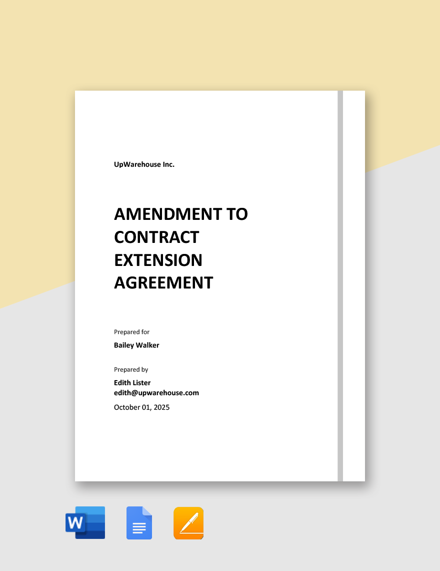 Amendment To Contract Extension Agreement Template
