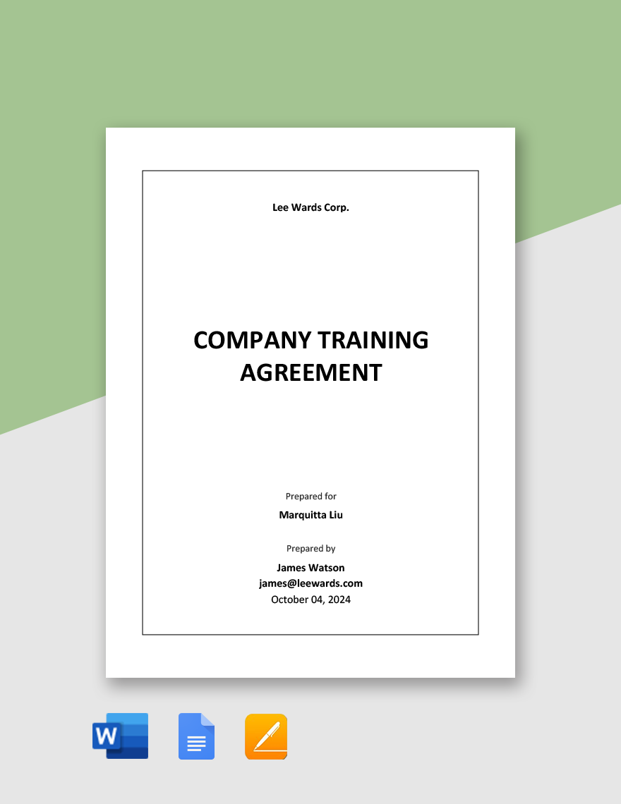 Free Company Training Agreement Template