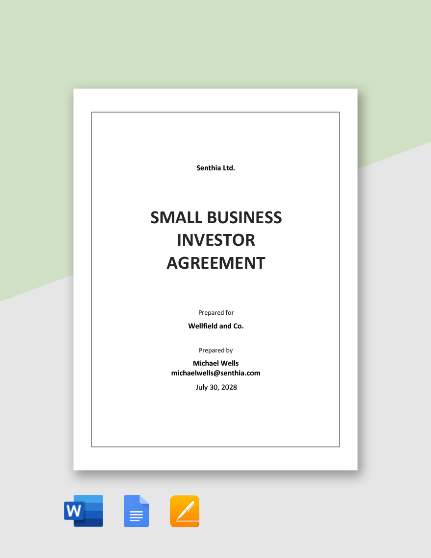 Small Business Investor Agreement Template