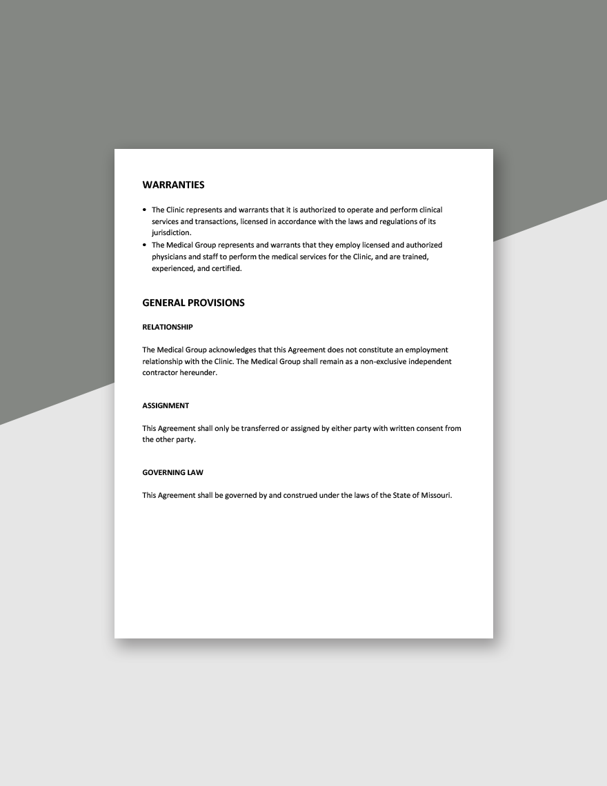 Medical Services Agreement Template
