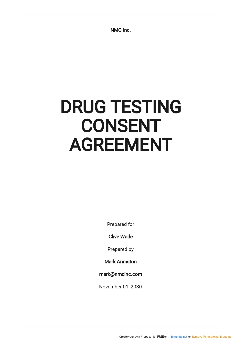 Free Free Sample Drug Testing Consent Agreement Template - Google Docs ...