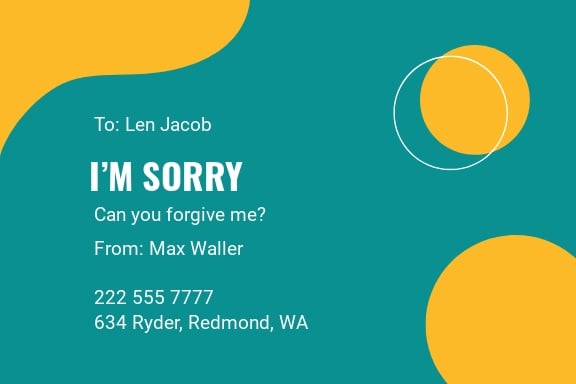 Free Simple Sorry Card Template
