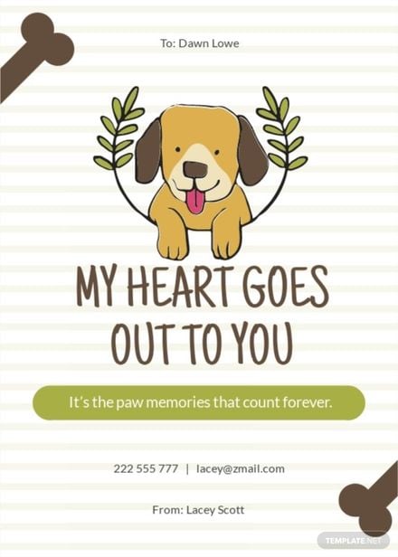 Loss of Pet Dog Card Template
